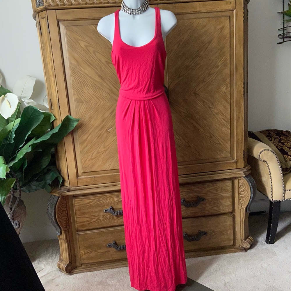 Tart pink pleated detail Racerback maxi dress